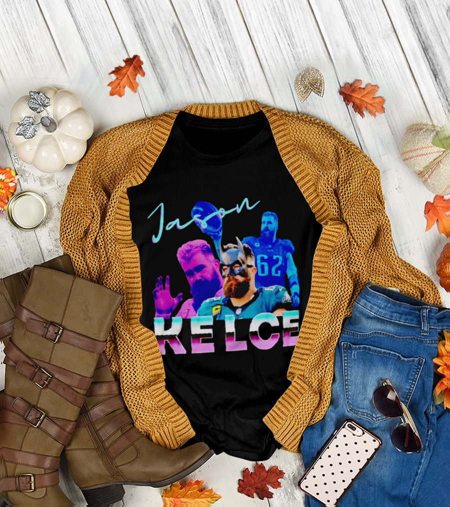 Jason Kelce Philadelphia Eagles Football Player Retro Collage T-Shirt