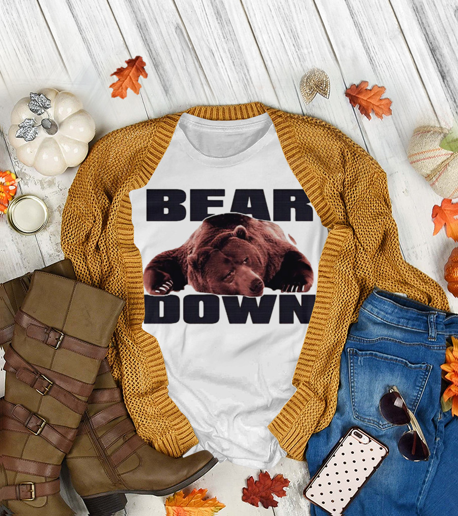 Bear Down Lazy Bear Image T-Shirt
