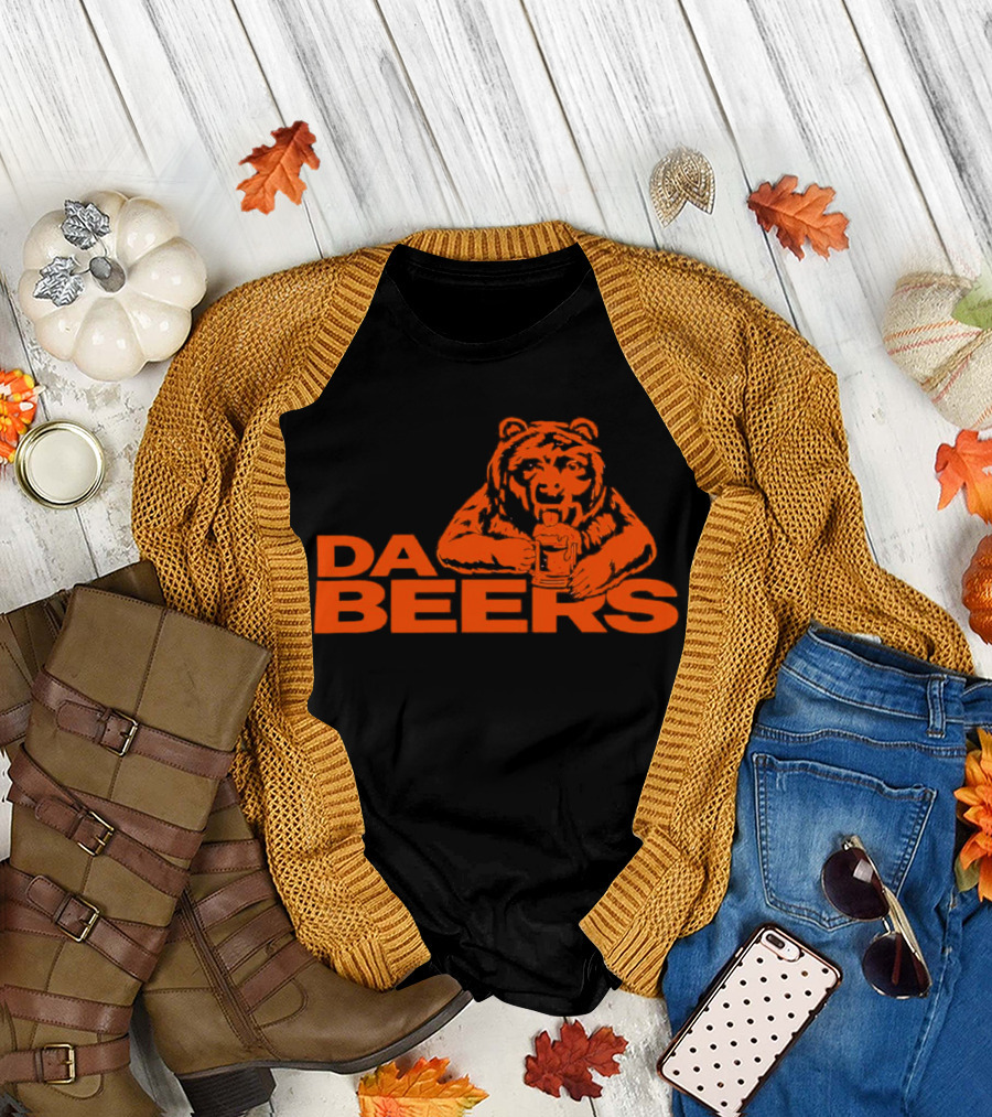 Da Beers Chicago Bears Football Beer Drinking Bear T-Shirt