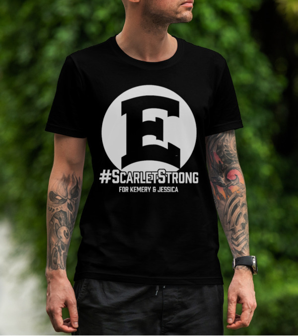 ScarletStrong For Kemery And Jessica Bold E Logo Emblem T-Shirt