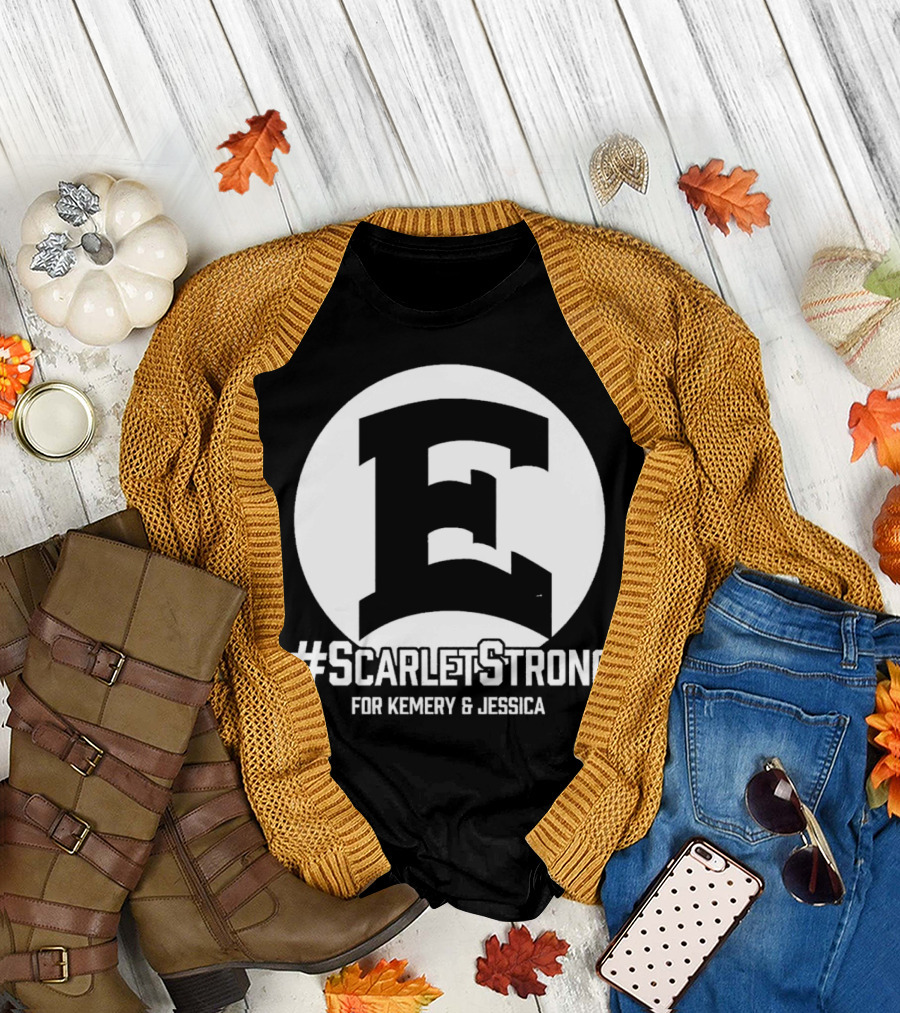 ScarletStrong For Kemery and Jessica Bold E Logo Emblem T-Shirt