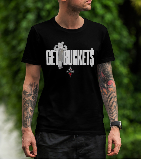Las Vegas Aces Mascot Get Bucket$ Featuring Team T-Shirt