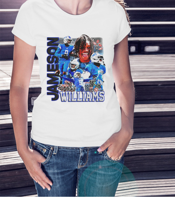 Jameson Williams Detroit Lions Football NFL Athlete Montage T-Shirt