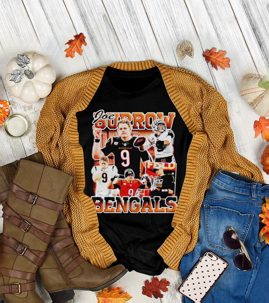 Joe Burrow Bengals Legends Number 9 Quarterback Cincinnati NFL Stars T-Shirt