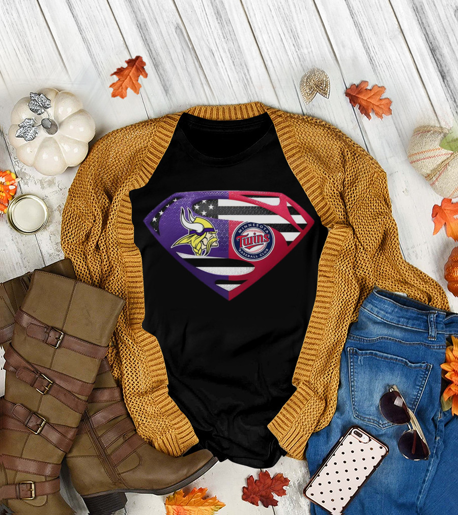 Minnesota Vikings Twins Superman Crossover Emblem T-Shirt