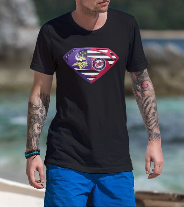 Minnesota Vikings Twins Superman Crossover Emblem T-Shirt