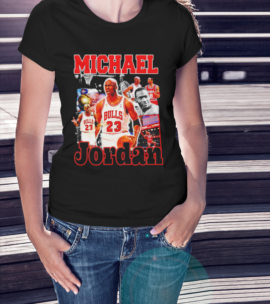 Michael Jordan Bulls 23 Basketball Legend Collage T-Shirt