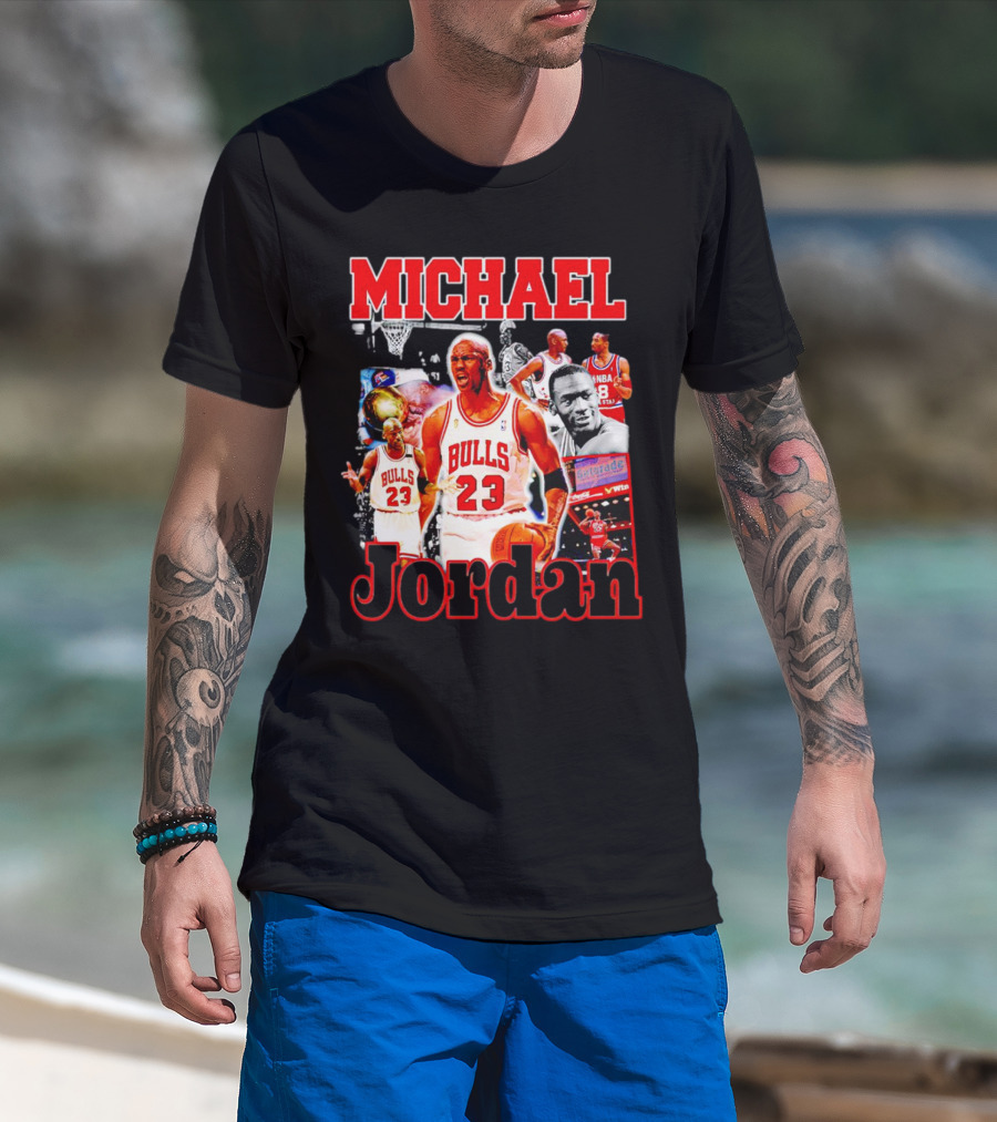 Michael Jordan Bulls 23 Basketball Legend Collage T-Shirt