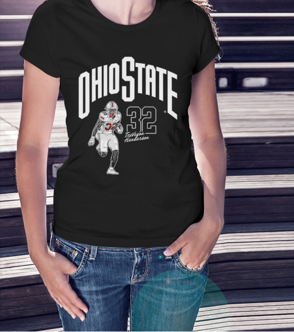 Ohio State Buckeyes Treveyon Henderson 32 Cartoon Player T-Shirt