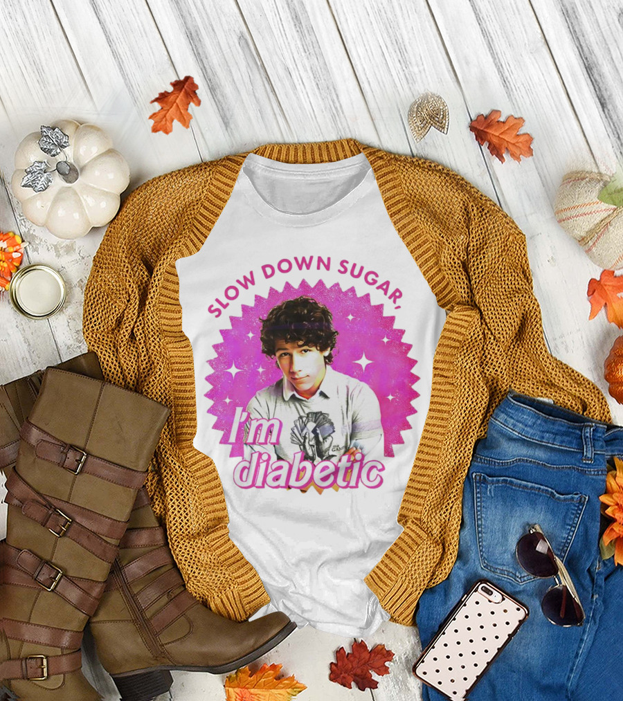 Nick Jonas Slow Down Sugar I'm Diabetic Pink Starburst T-Shirt