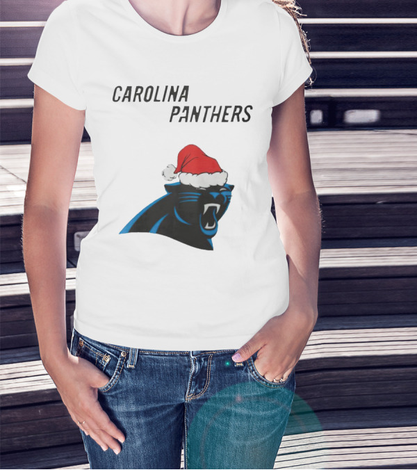Carolina Panthers Christmas Santa Hat T-Shirt