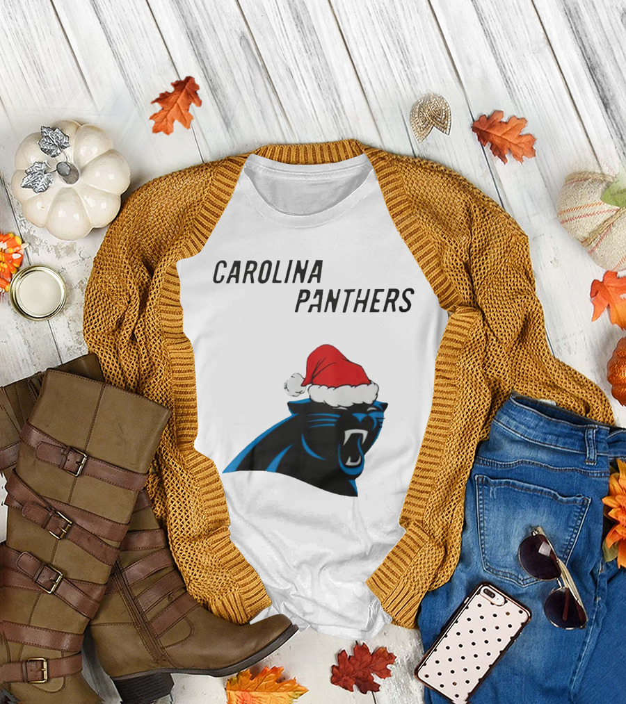 Carolina Panthers Christmas Santa Hat T-Shirt