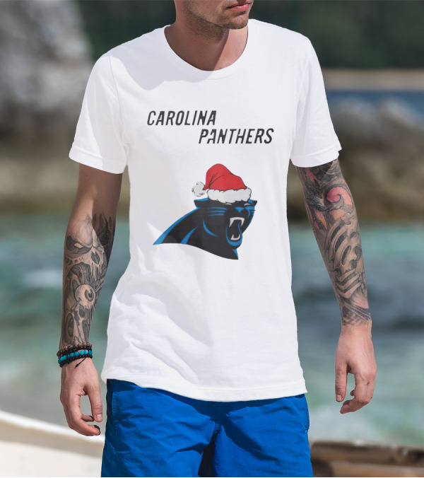 Carolina Panthers Christmas Santa Hat T-Shirt