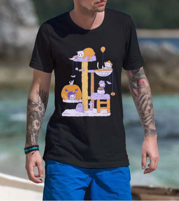 Cat Horror Icons Halloween Pumpkin Creepy Playhouse T-Shirt
