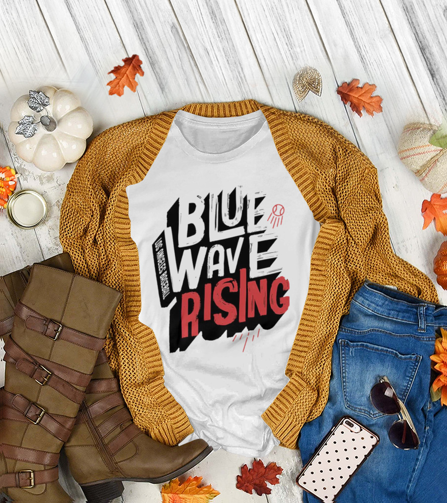 Blue Wave Rising Los Angeles Dodgers Baseball T-Shirt