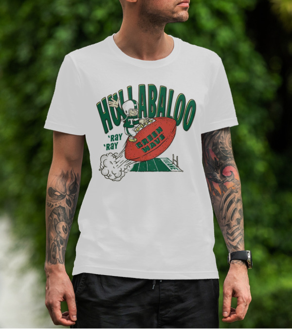 Hullabaloo Ray Ray Tulane Green Wave Football Player Riding Ball T-Shirt