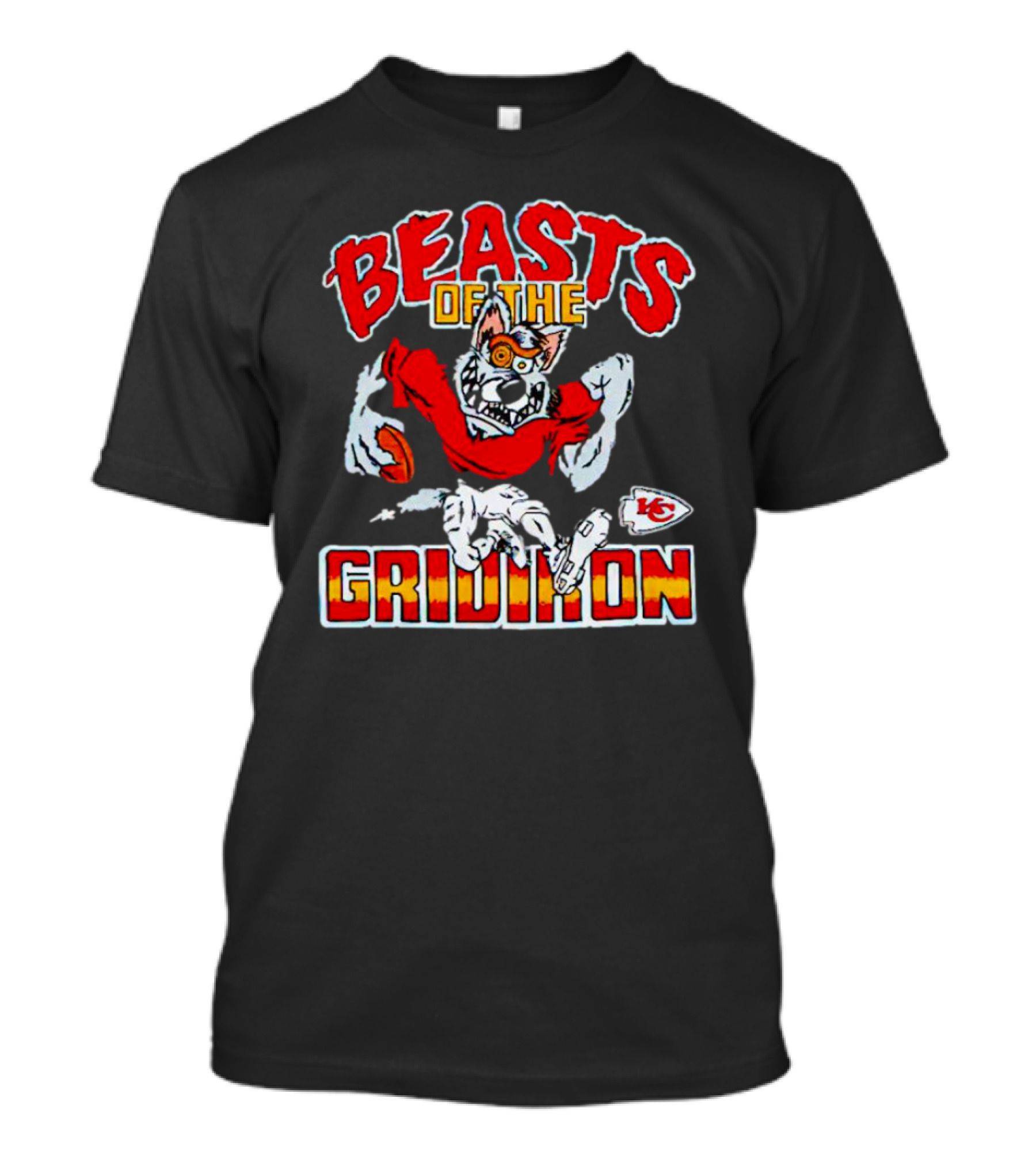 Beasts Of The Gridiron Kansas City Chiefs Wolf Football T-Shirt