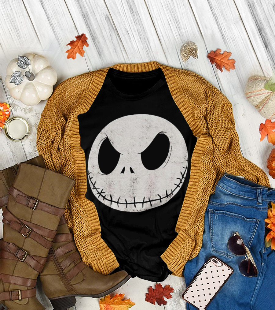 Disney Nightmare Before Christmas Jack Skellington Face Iconic Character T-Shirt