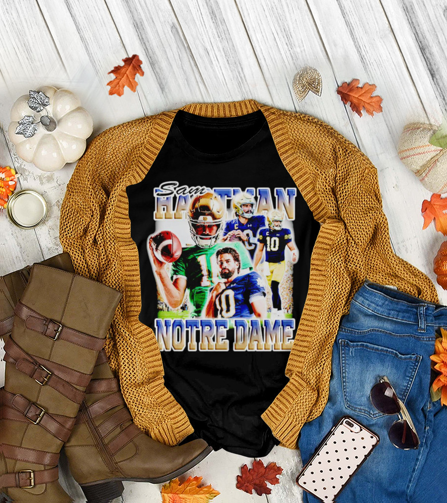 Sam Hartman Notre Dame Football Quarterback Action Collage T-Shirt