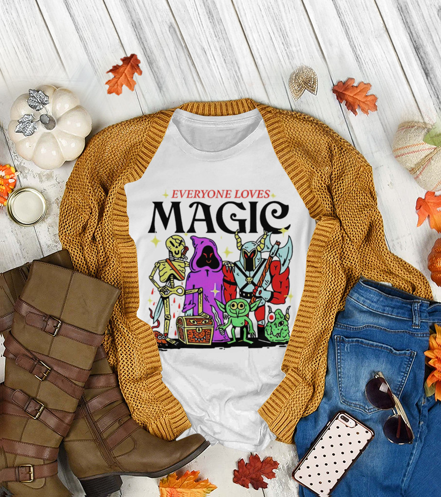 Everyone Loves Magic Skeleton Goblin Knight Chest Stars Sword T-Shirt