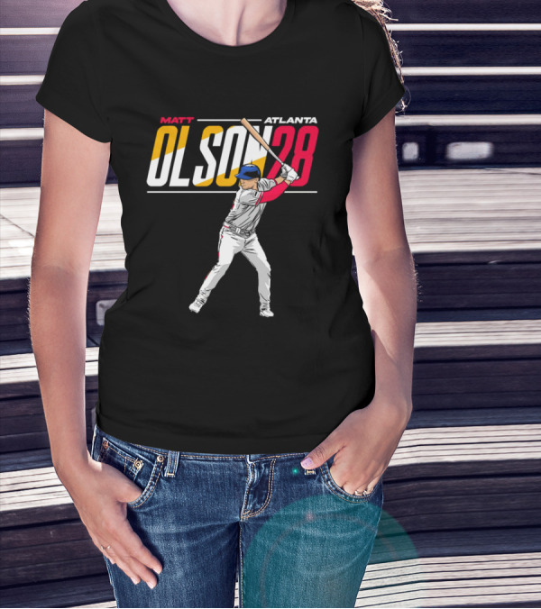 MATT OLSON ATLANTA OLSON 28 CARTOON VINTAGE BASEBALL BATTER T-Shirt