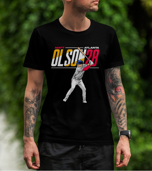 MATT OLSON ATLANTA OLSON 28 CARTOON VINTAGE BASEBALL BATTER T-Shirt