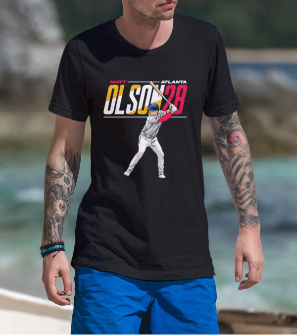 MATT OLSON ATLANTA OLSON 28 CARTOON VINTAGE BASEBALL BATTER T-Shirt