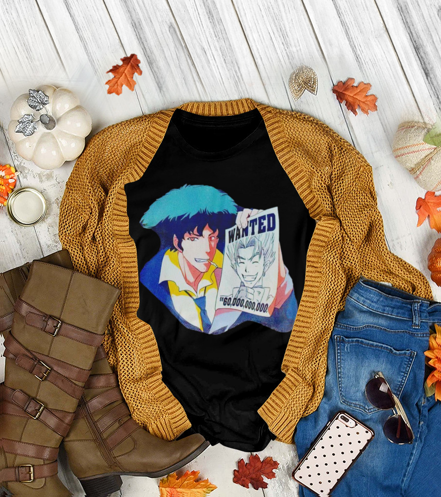 Spike Spiegel Wanted Poster 60,000,000,000 Cowboy Bebop T-Shirt