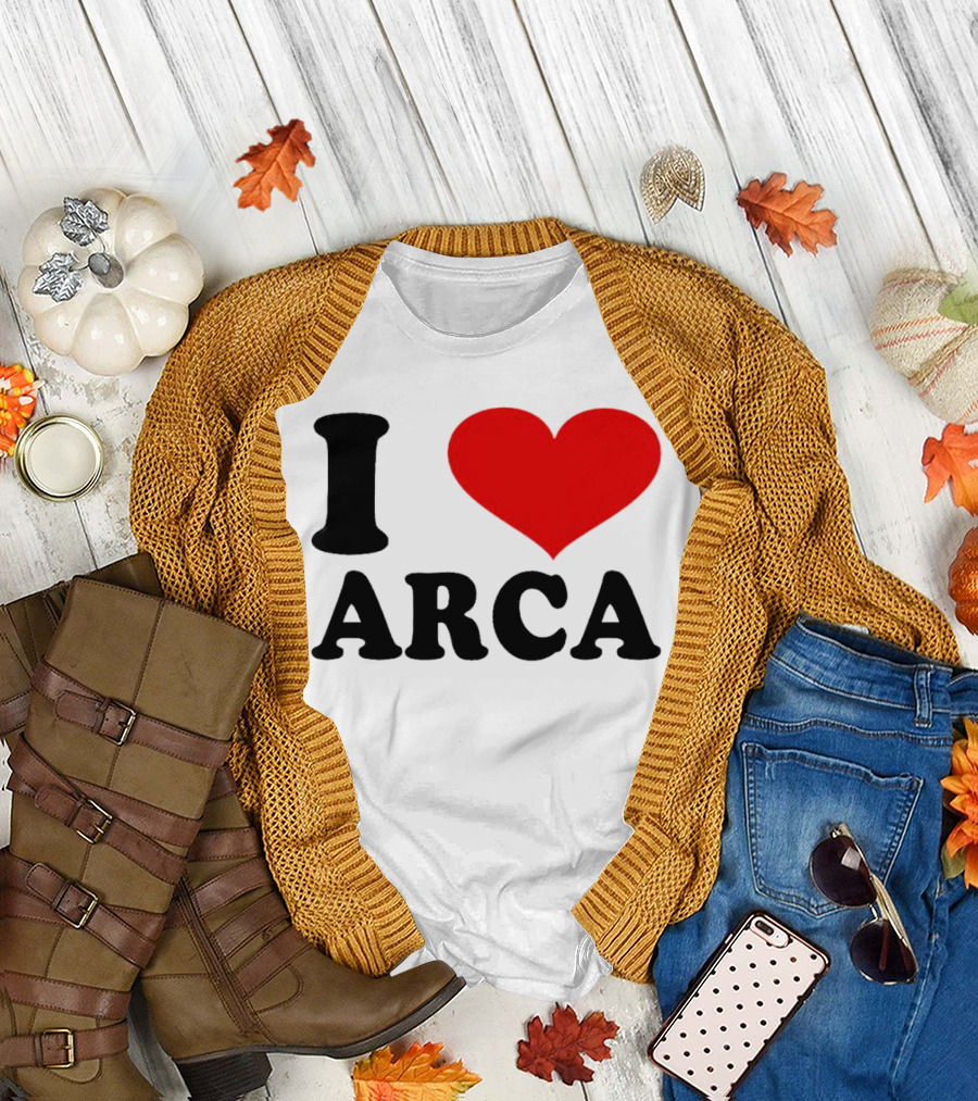 I Heart Arca Bold Text with Red Heart T-Shirt