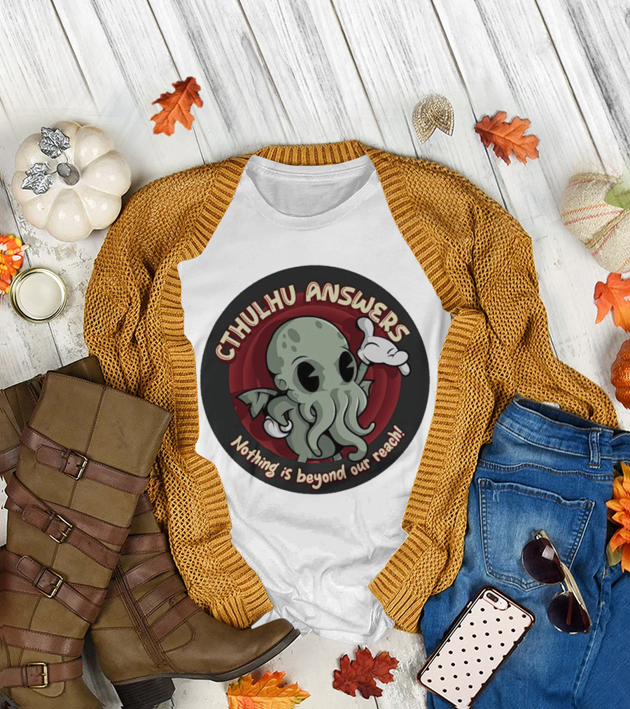 Cthulhu Answers Nothing Is Beyond Our Reach Cartoon T-Shirt