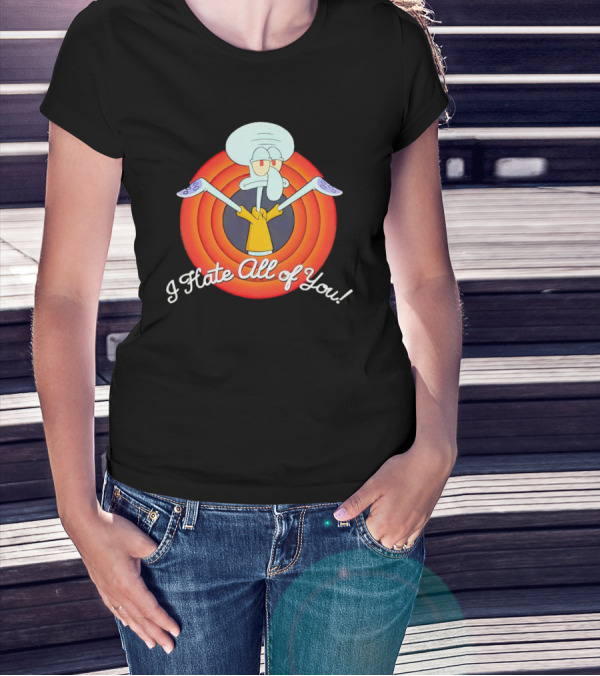 Squidward Tentacles I Hate All Of You Retro Cartoon T-Shirt