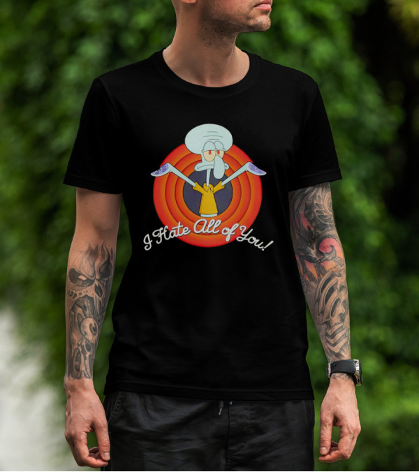 Squidward Tentacles I Hate All Of You Retro Cartoon T-Shirt