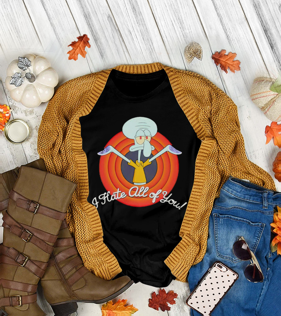 Squidward Tentacles I Hate All of You Retro Cartoon T-Shirt