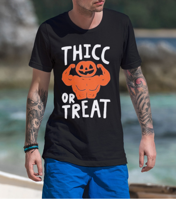 Bri Missbrisolo Thicc Or Treat Halloween Pumpkin Jack-O'-Lantern Bodybuilder T-Shirt