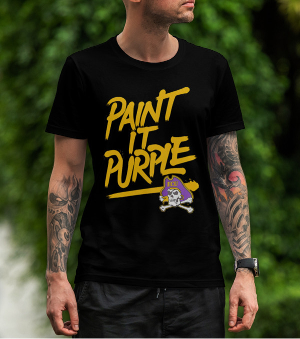 Paint It Purple Carolina ECU Pirates Skull T-Shirt