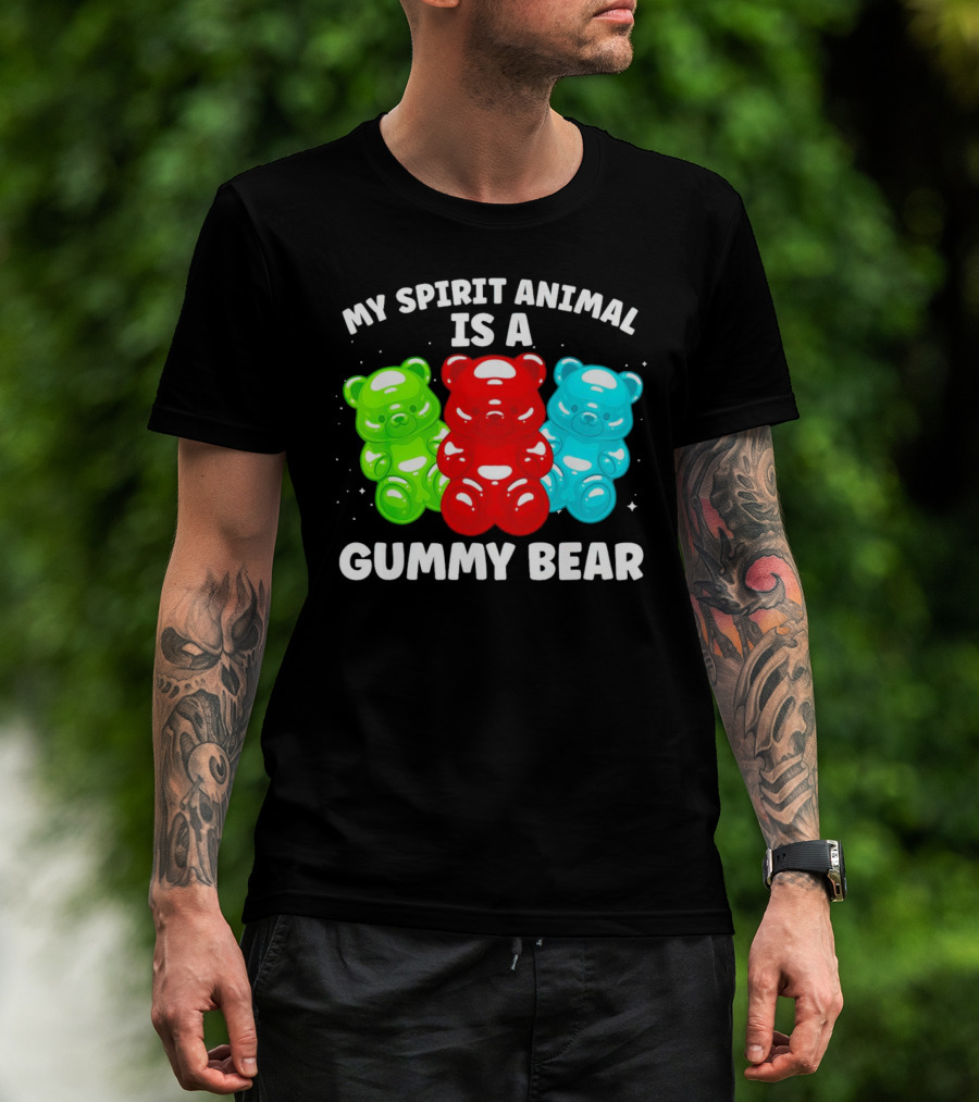 My Spirit Animal Is A Gummy Bear Trio Featuring Red Green And Blue Bears T-Shirt