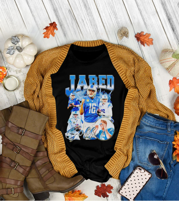 Jared Goff Detroit Lions Quarterback Football Action Montage T-Shirt