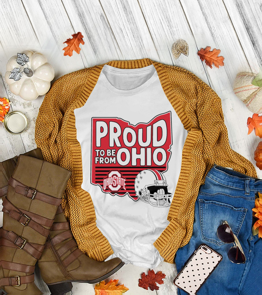 Ohio State Proud to Be From Ohio Football Helmet Logo Buckeyes T-Shirt
