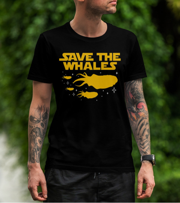Save The Whales I Mean Purrgil Star Wars Parody Yellow Space Creatures T-Shirt