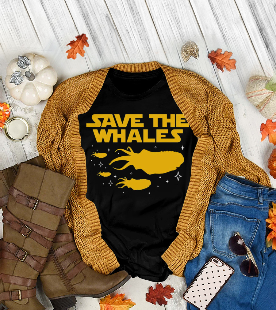 Save the Whales I Mean Purrgil Star Wars Parody Yellow Space Creatures T-Shirt