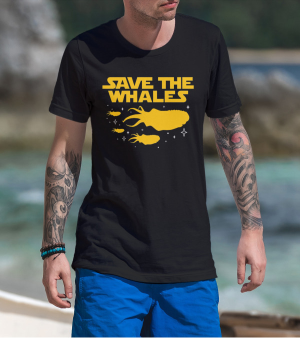 Save The Whales I Mean Purrgil Star Wars Parody Yellow Space Creatures T-Shirt