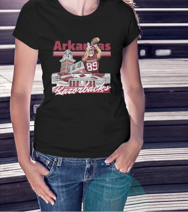 Arkansas Razorbacks Collegiate Landmarks Football Player 89 T-Shirt