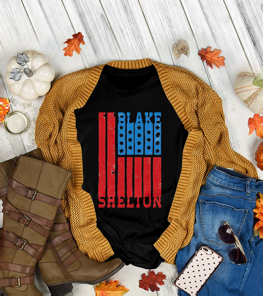 Blake Shelton American Flag Stars and Stripes USA T-Shirt