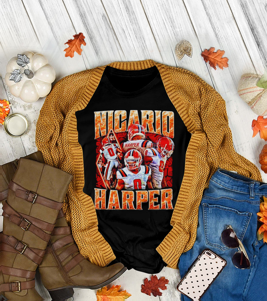 Nicario Harper Illinois Fighting Illini Football Vintage Harper 0 Jersey Collage T-Shirt