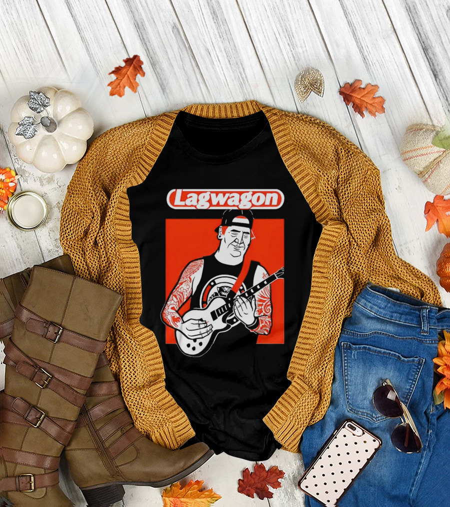 Lagwagon Flip Guitarist with Tattooed Arms in Cap and Tank Top T-Shirt