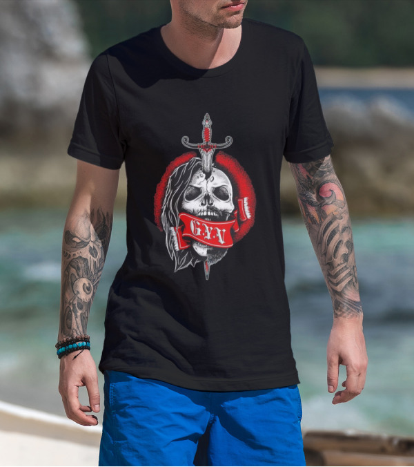 The Return Of Grizzled Young Veterans G.Y.V Skull Sword Red Banner T-Shirt