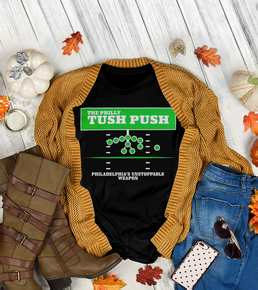 The Philly Tush Push Philadelphia's Unstoppable Weapon Football Strategy Diagram T-Shirt