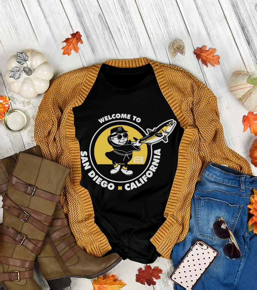 Welcome to San Diego California SD Padres Fishing Baseball T-Shirt