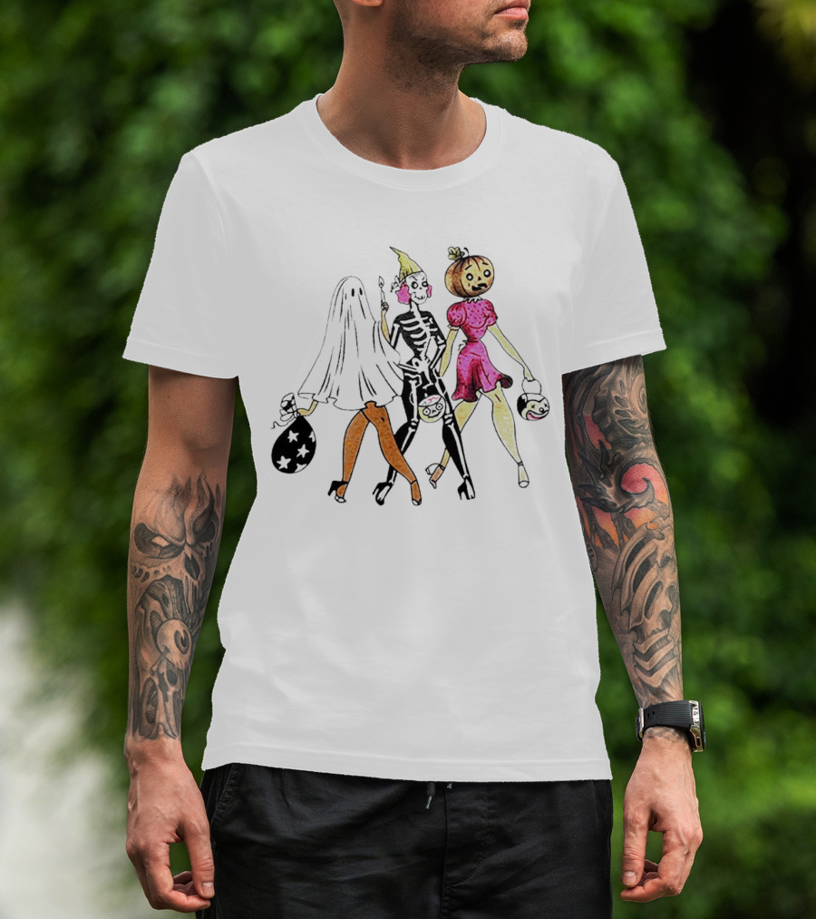 Vanessa Hudgens Vintage Halloween Ghost Skeleton Pumpkin Costume Party T-Shirt