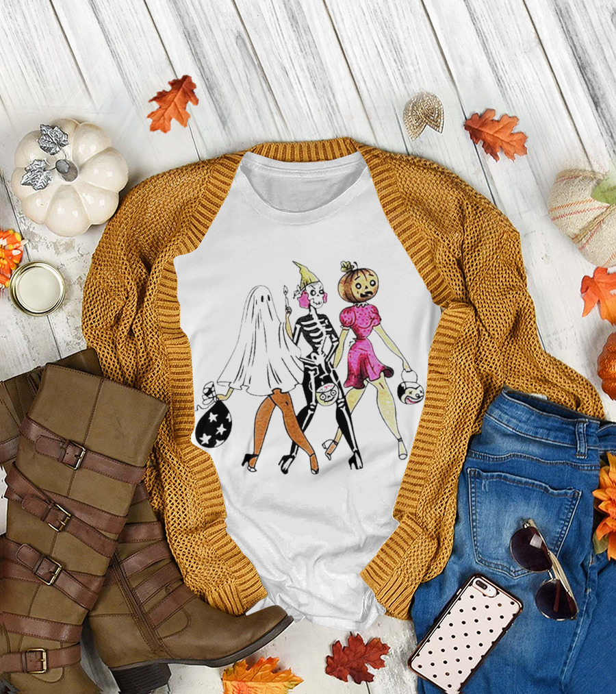 Vanessa Hudgens Vintage Halloween Ghost Skeleton Pumpkin Costume Party T-Shirt